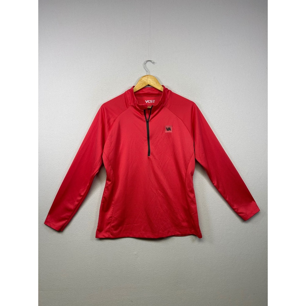 Athletic Gorpcore VCS Mens Large Red Quarter Zip Textured Performance Pullover